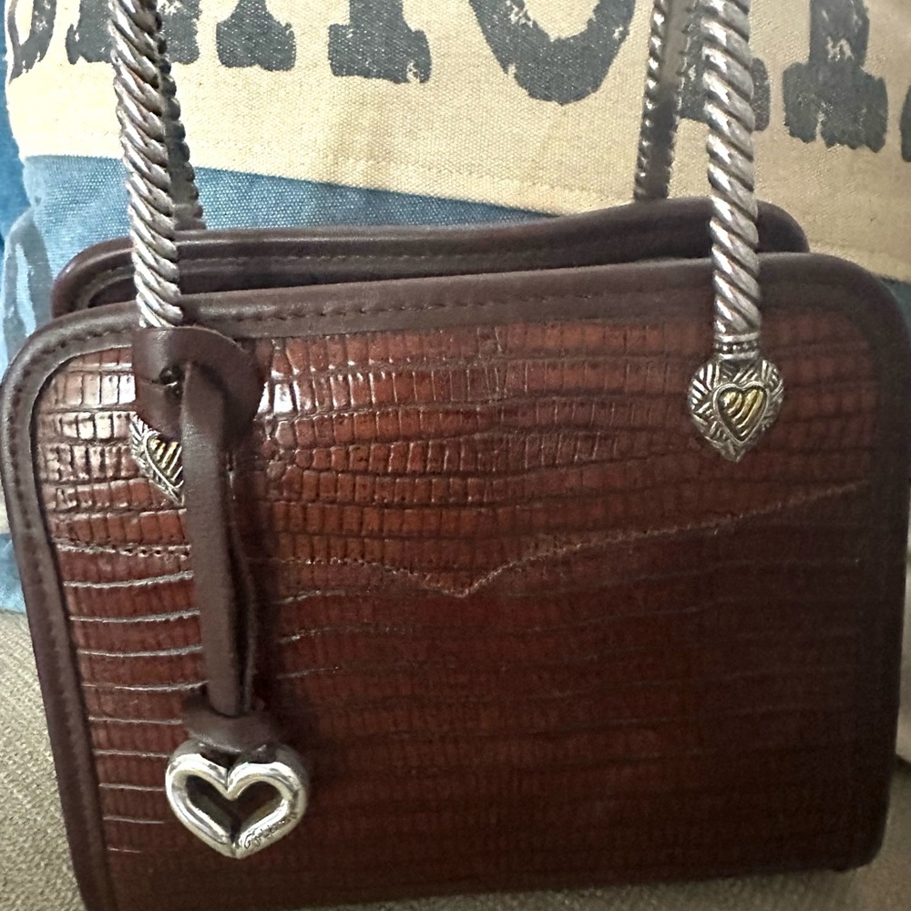 Elegant Brighton Brown Crocodile Embossed Leather Handbag